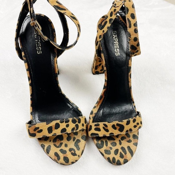 Vintage Y2K Jersey Shore Style Leopard Print Open Toe Block Heels - Picture 3 of 4